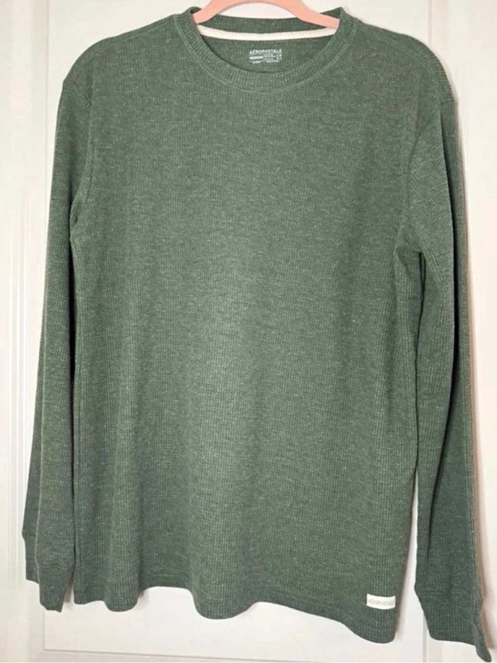 Aeropostale Long-Sleeve Thermal Crewneck in Olive